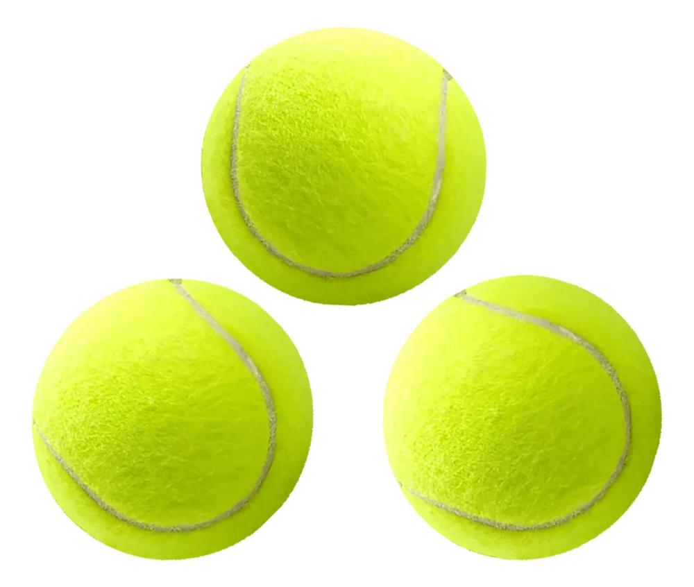 3 Unid Bola Bolinha De Tênis Resistente Brincadeira Cachorro Amarelo