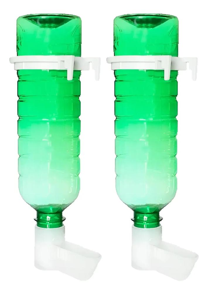 Kit 2 Porta Semente Bebedouro E Comedouro 500 Ml Bico Fino C/b Verde-claro