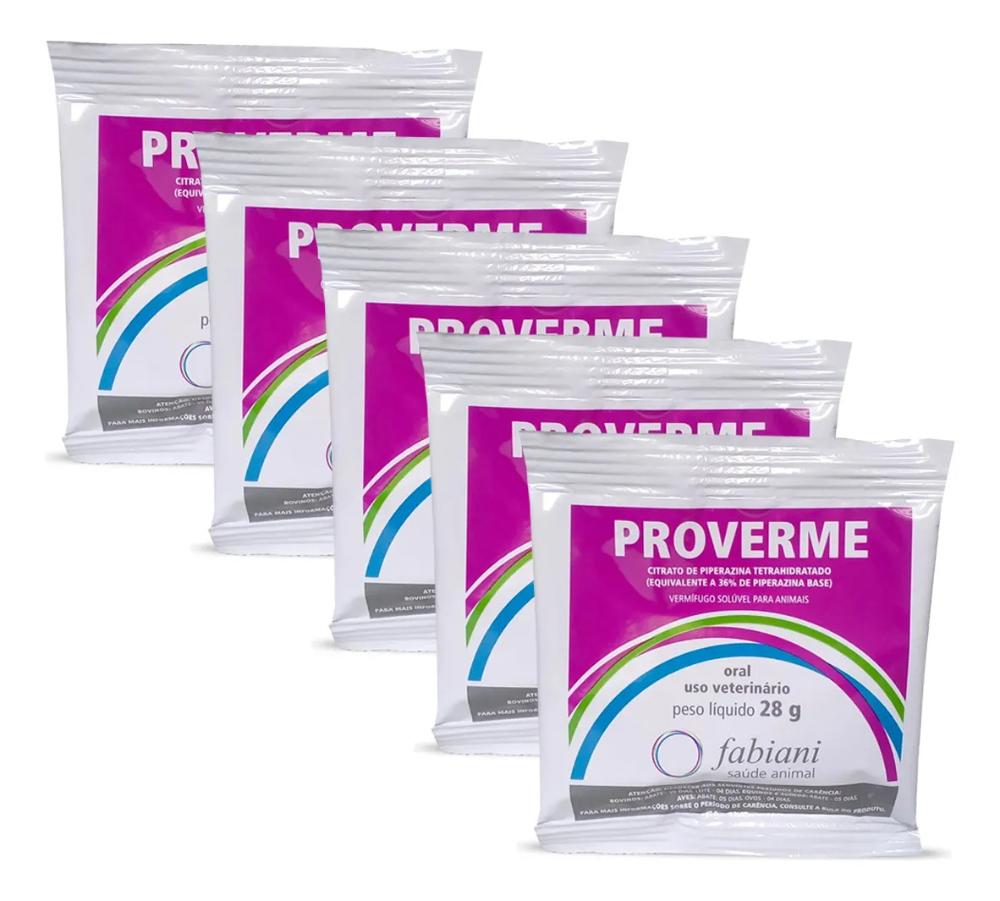 Kit 5 Vermífugo Proverme P/ Aves, Suínos, Bovinos E Equinos