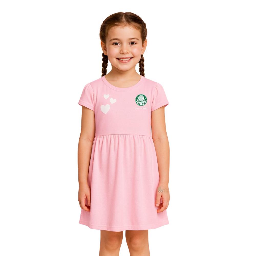 Vestido Infantil Palmeiras Rosa Torcida Baby