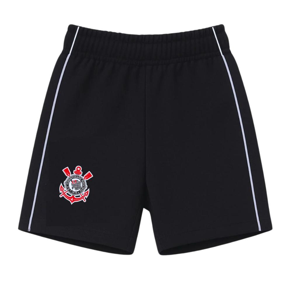 Shorts Infantil Corinthians Bermuda Calção Preto Oficial