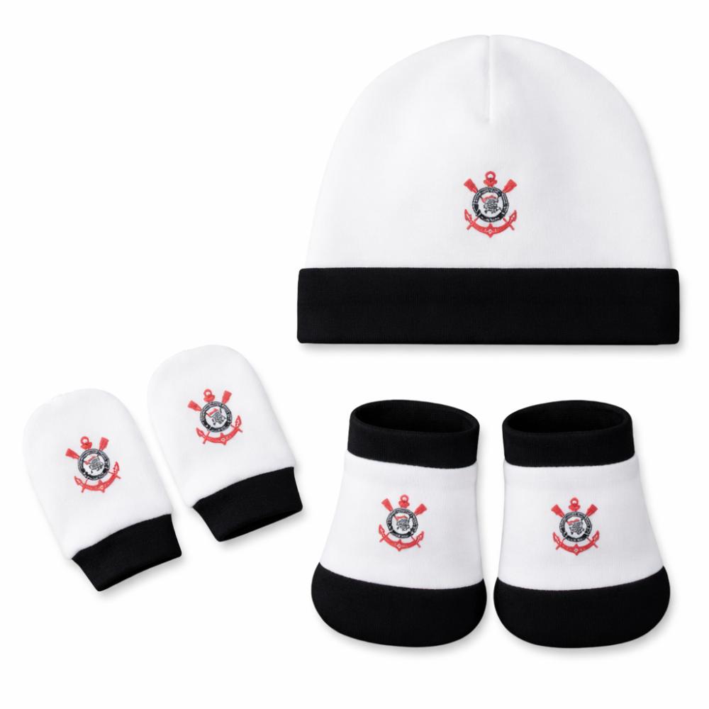 Kit Bebê 3 Pçs Corinthians Touca Luva e Meia Oficial