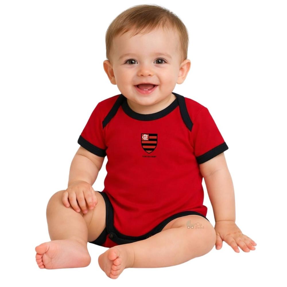Body Bebê Flamengo Curto Vermelho Oficial - Torcida Baby