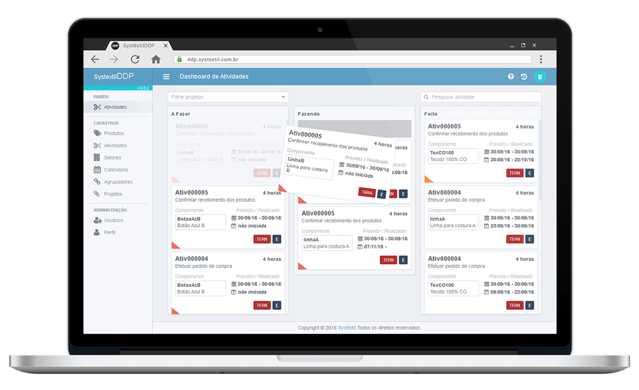 Showroom DDP - Dashboard de atividades do DDP