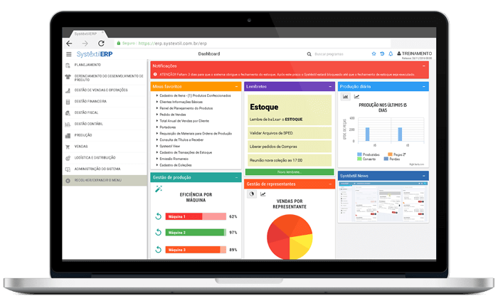 Dashboard Systêxtil ERP