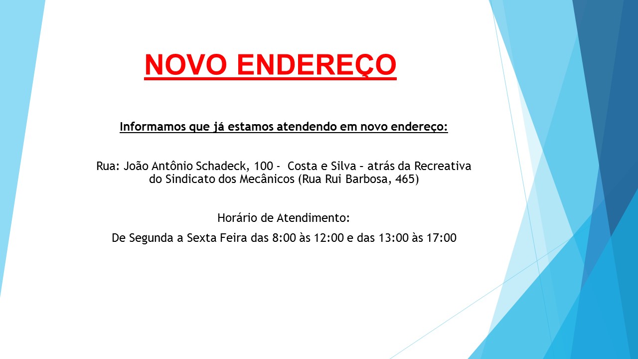 NOVO ENDEREÇO NOVO ENDEREÇO