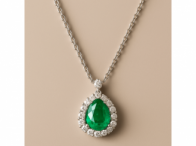 Foto de Colar Feminino de Ouro Branco 22K com Esmeralda Colombiana