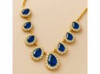 Foto de Colar Feminino de Ouro 18K com Diamantes e Safiras