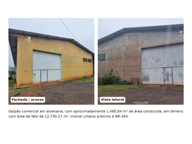 Galpão c/ 1.480,84m² - Ter. c/ 12.730,17m² - Rio Branco/AC