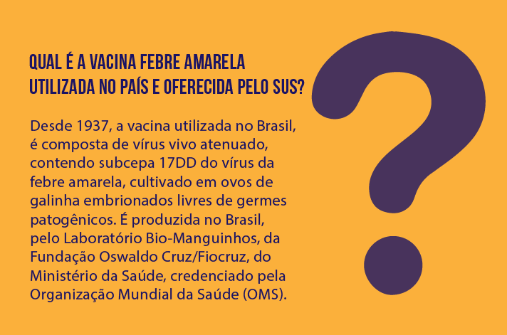 Confira qual vacina é utilizada na imunização contra a febre amarela