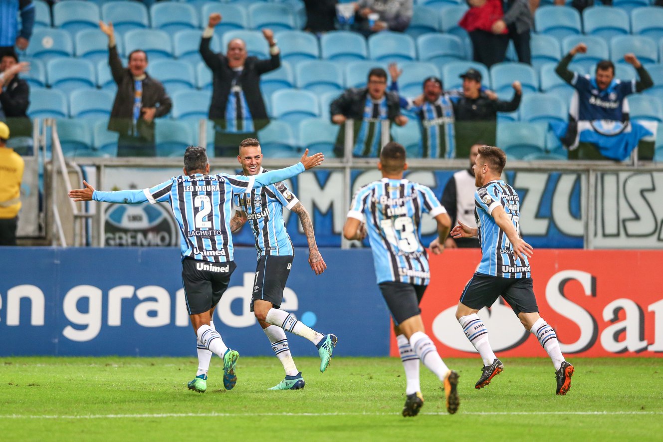 Luan marcou o gol que garantiu o Grêmio na liderança do grupo / Créditos: Divulgação Grêmio - lUCAS uEBEL Luan marcou o gol que garantiu o Grêmio na liderança do grupo