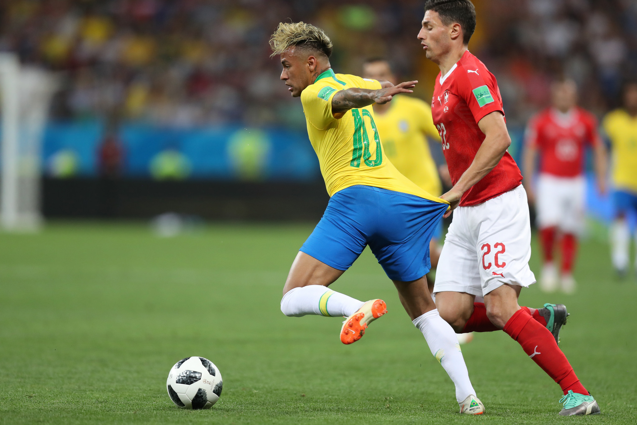 Neymar sofreu dez faltas na partida contra a Suíça / Foto: Lucas Figueiredo - CBF Neymar sofreu dez faltas na partida contra a Suíça