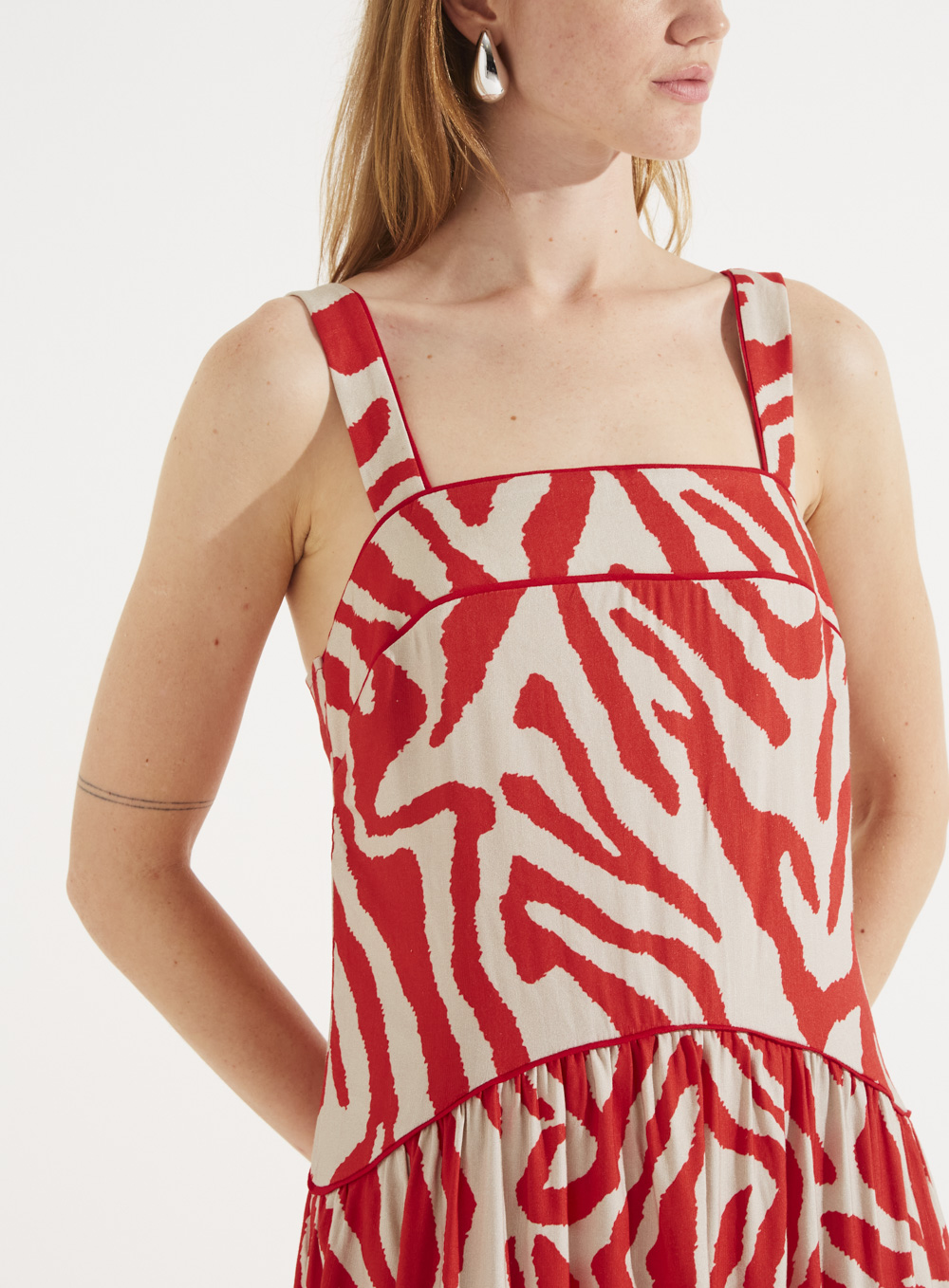 VESTIDO LINHO ESTAMPADO G ANIMAL PRIN.RED