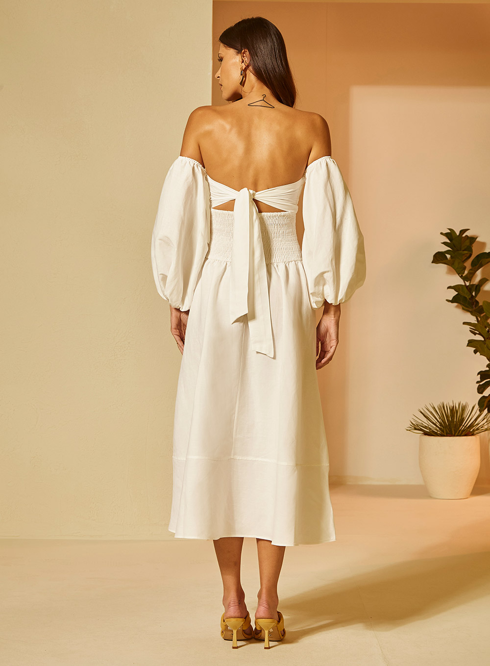 VESTIDO MIDI LINHO G OFF SHELL