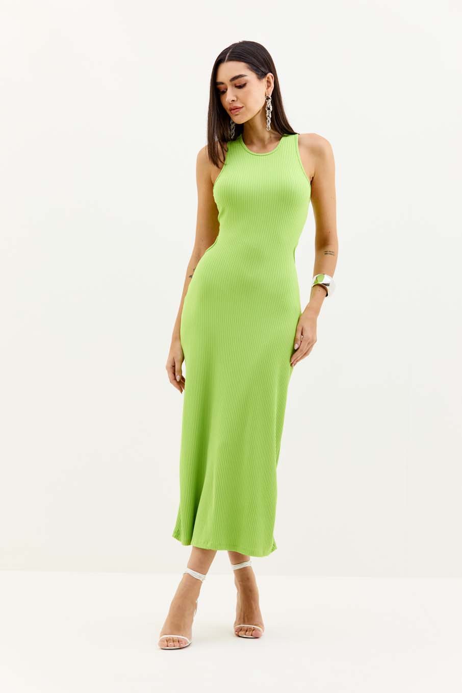 VESTIDO CANELADO M BORDO VELUDO