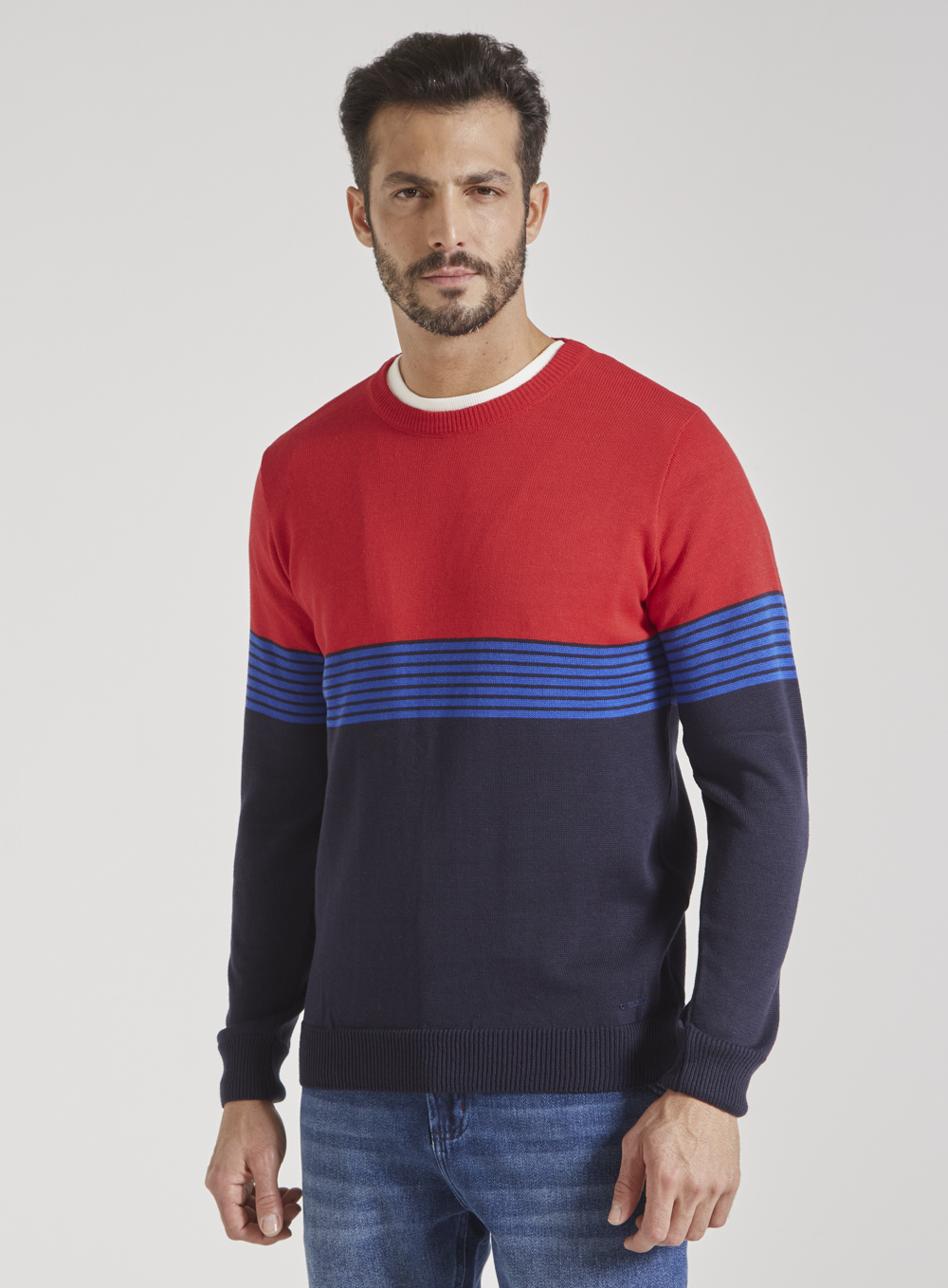 SUÉTER TRICÔ GG VERM/AZUL/MARIN