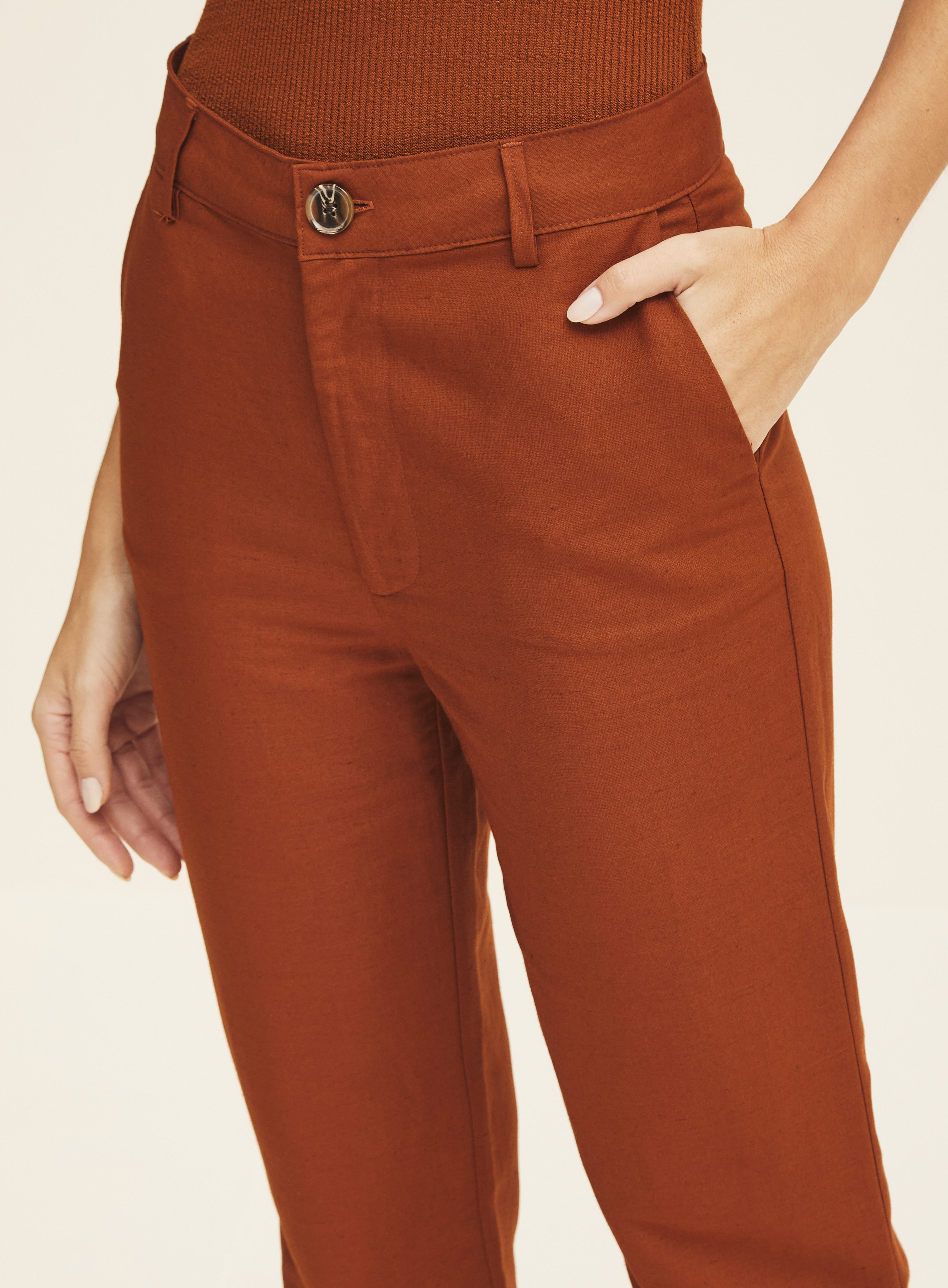 CALÇA LINHO G MARROM ZEUS