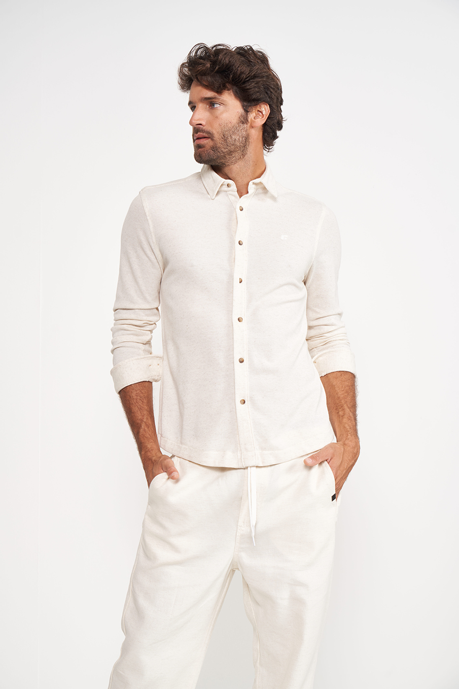 CAMISA LINHO M OFF/MARROM