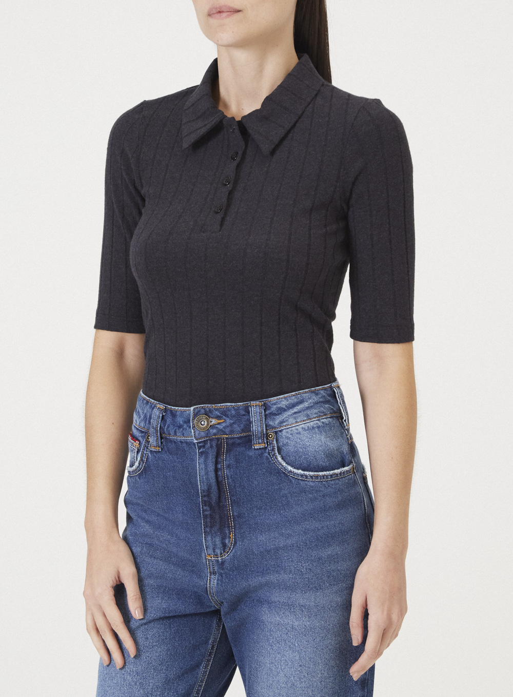 BLUSA CANELADA PP PRETO