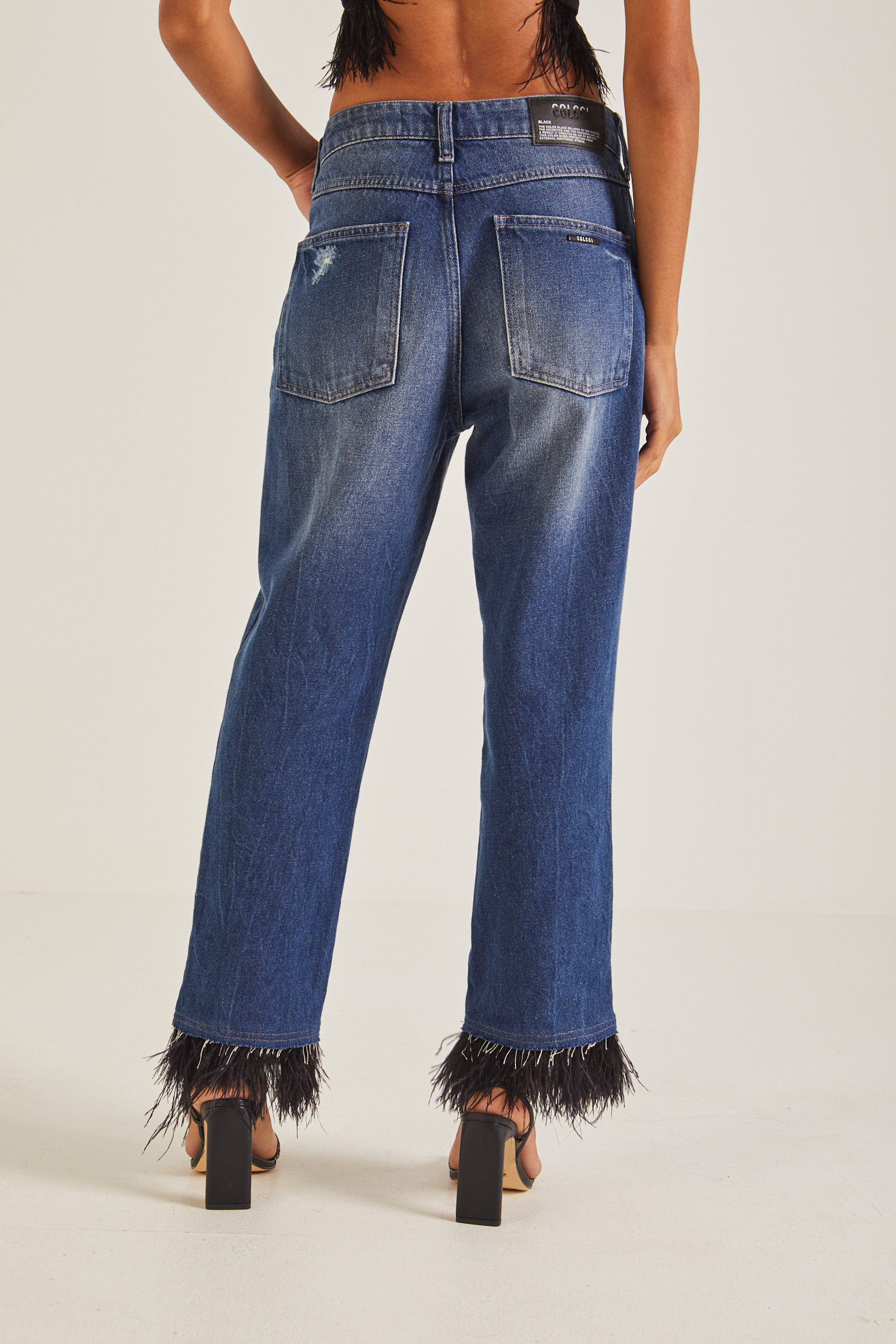CALÇA JEANS BRUNA COM PLUMAS 36 INDIGO