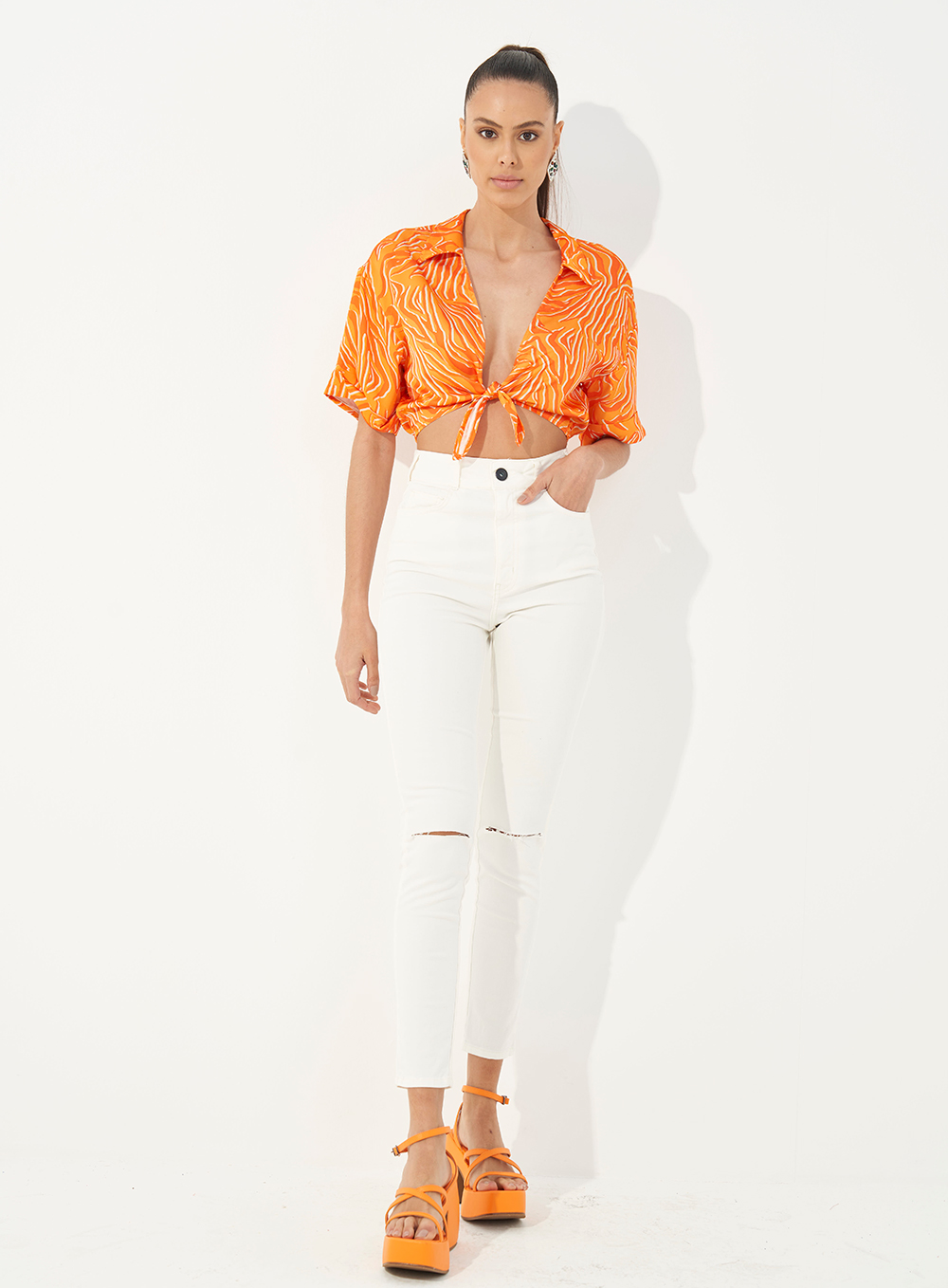 CALÇA SARJA BRUNA STRETCH 36 BRANCO