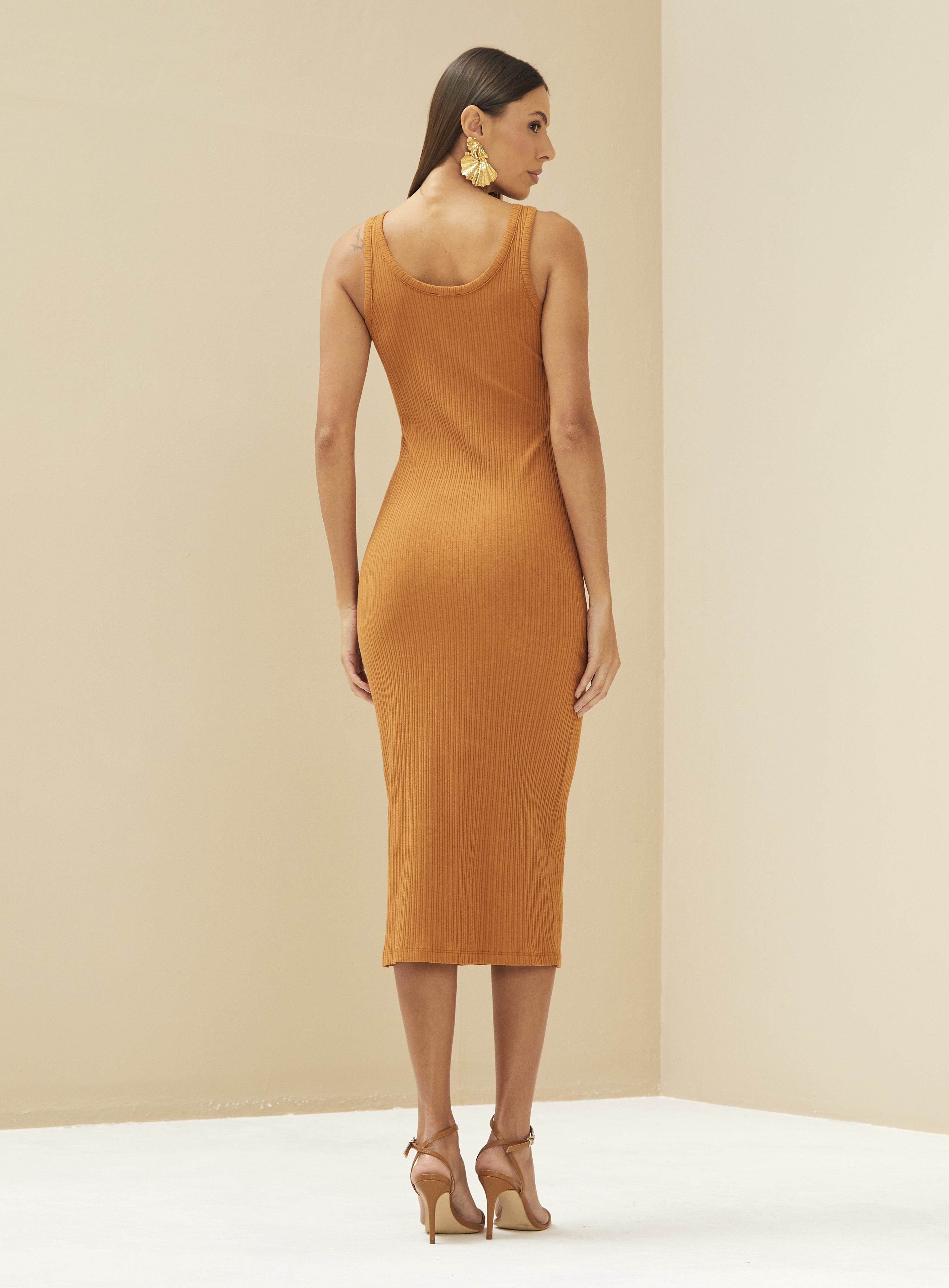 VESTIDO CANELADO P PRETO
