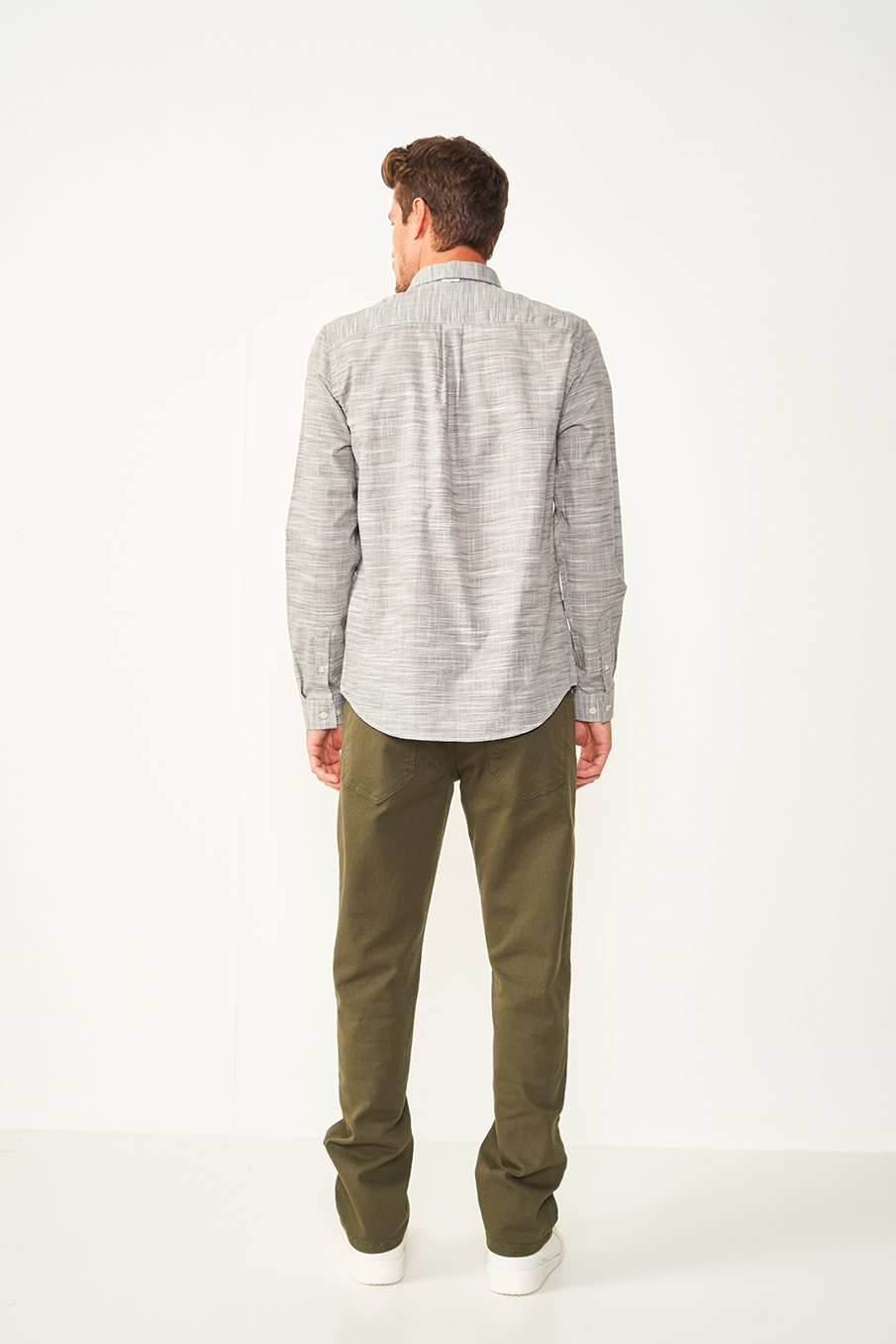 CALÇA SARJA RETA 36 VERDE/PRETO