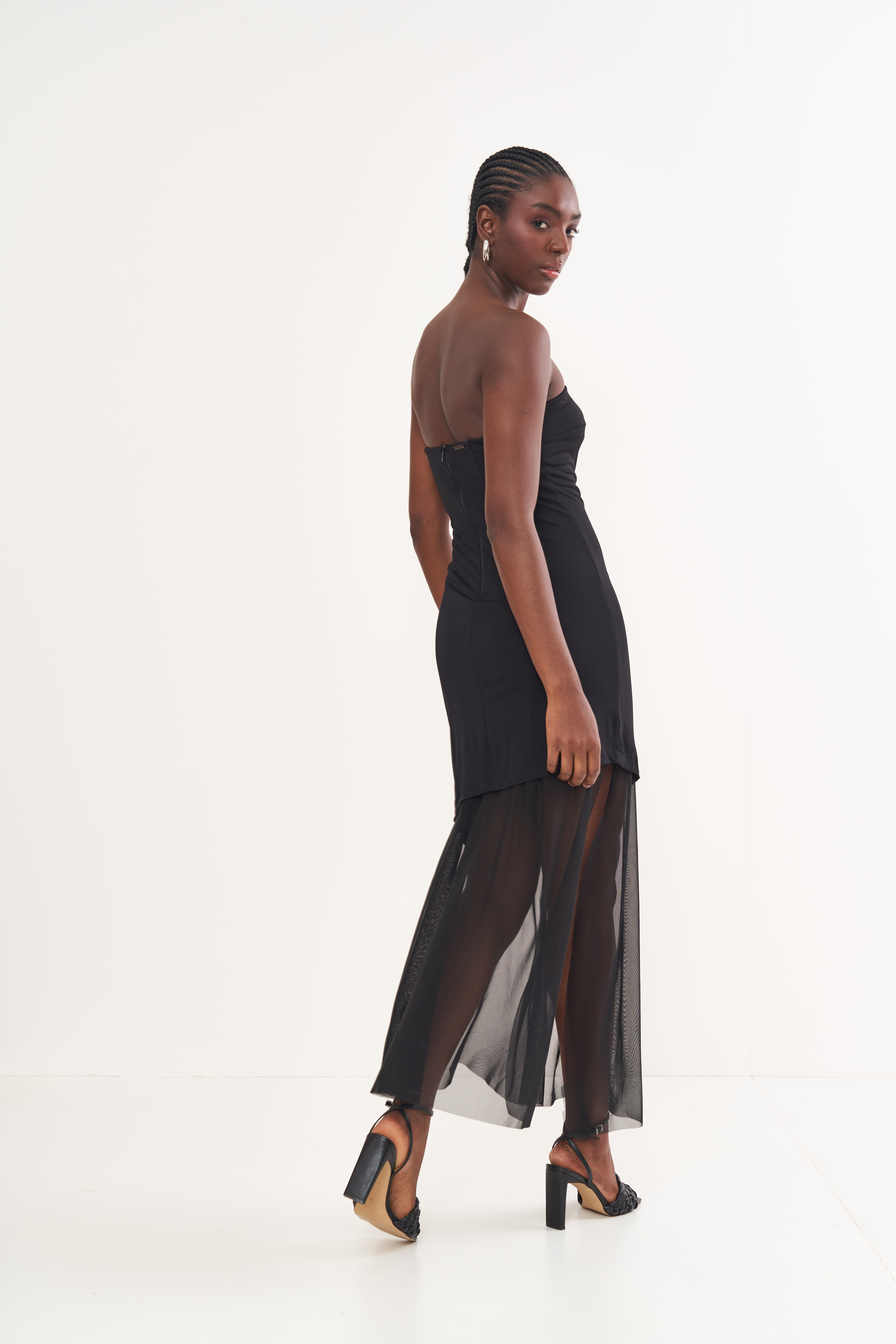 VESTIDO DETALHE TULE P PRETO