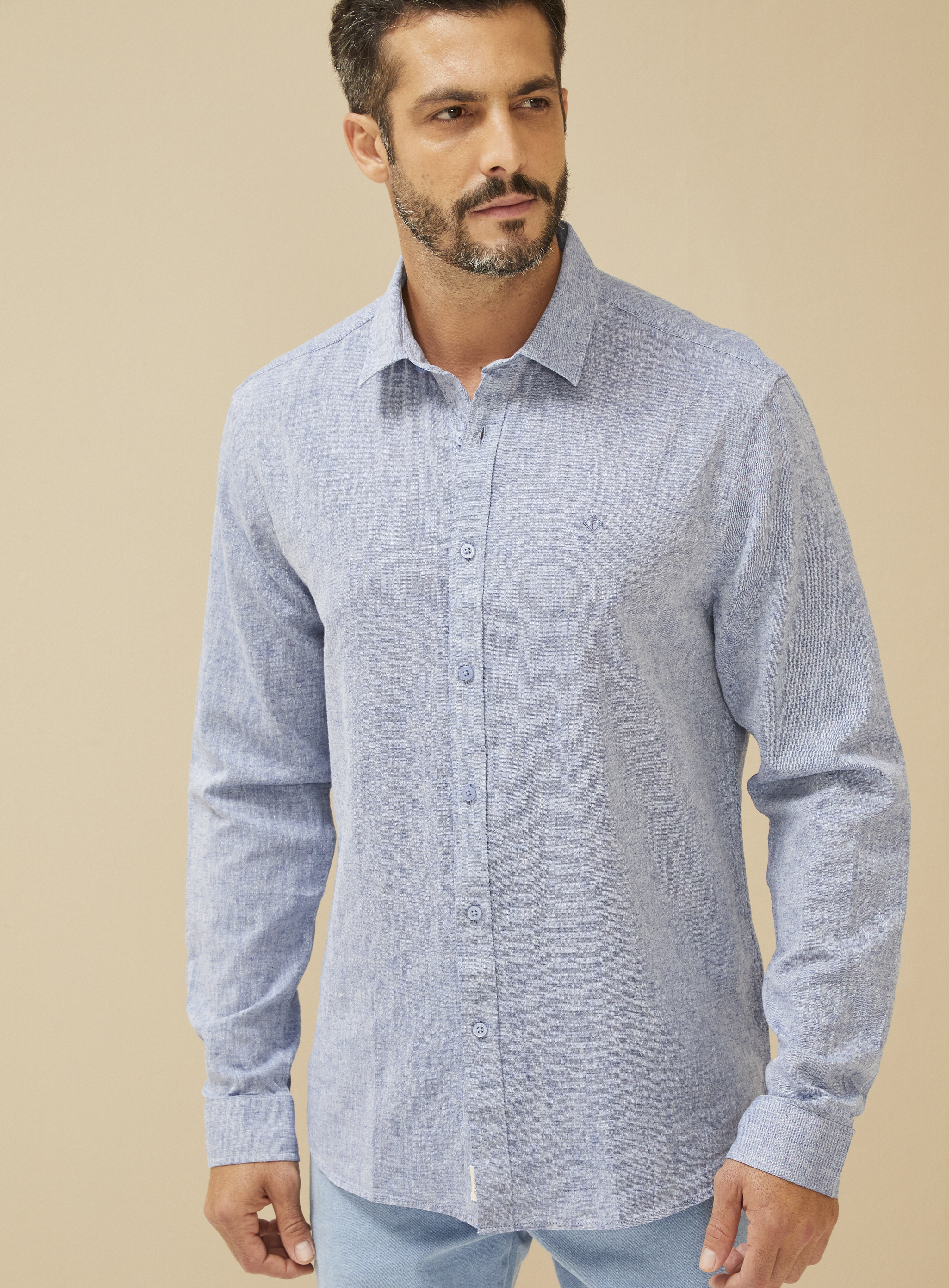 CAMISA LINHO RELAX G AZUL OLYMPIC