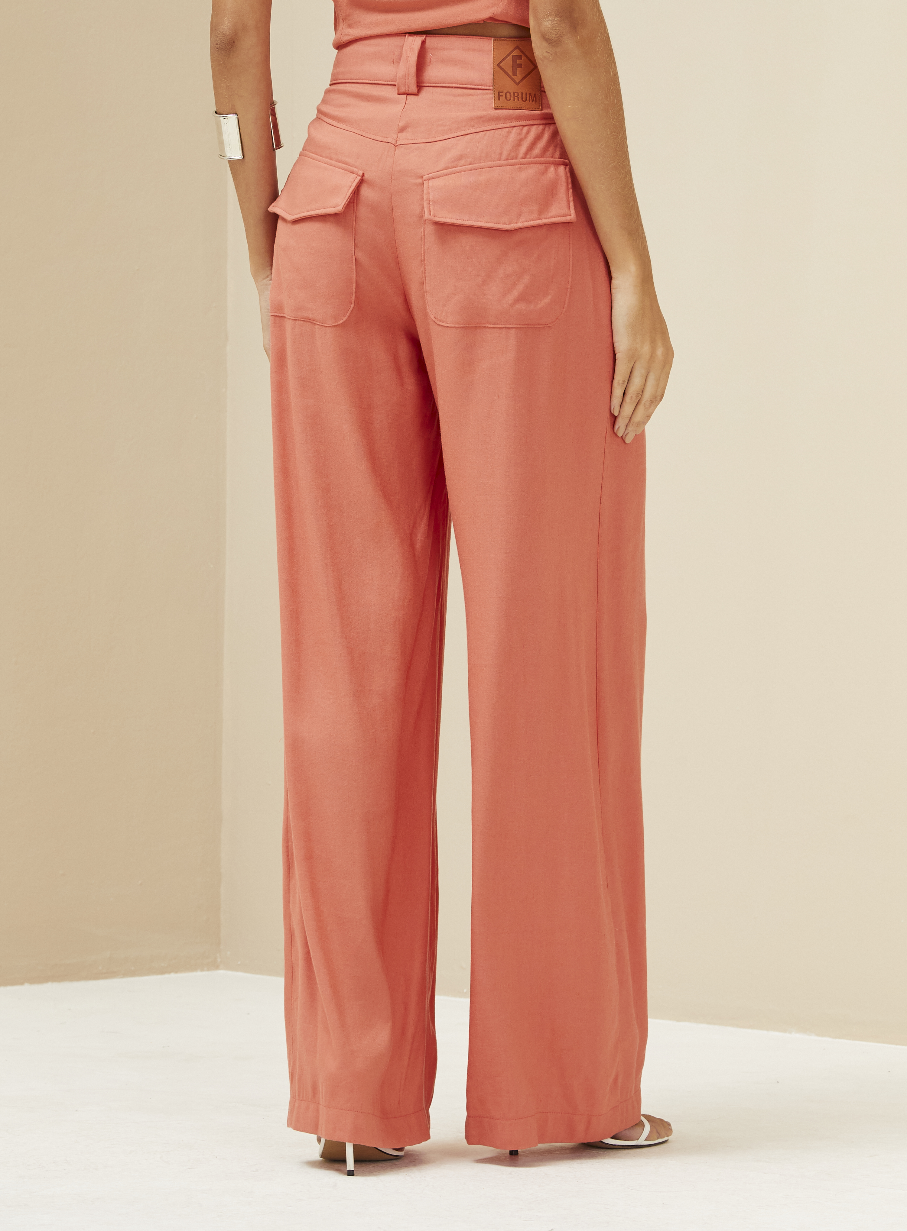 CALÇA LINHO 42 VERMELHO GAVEA