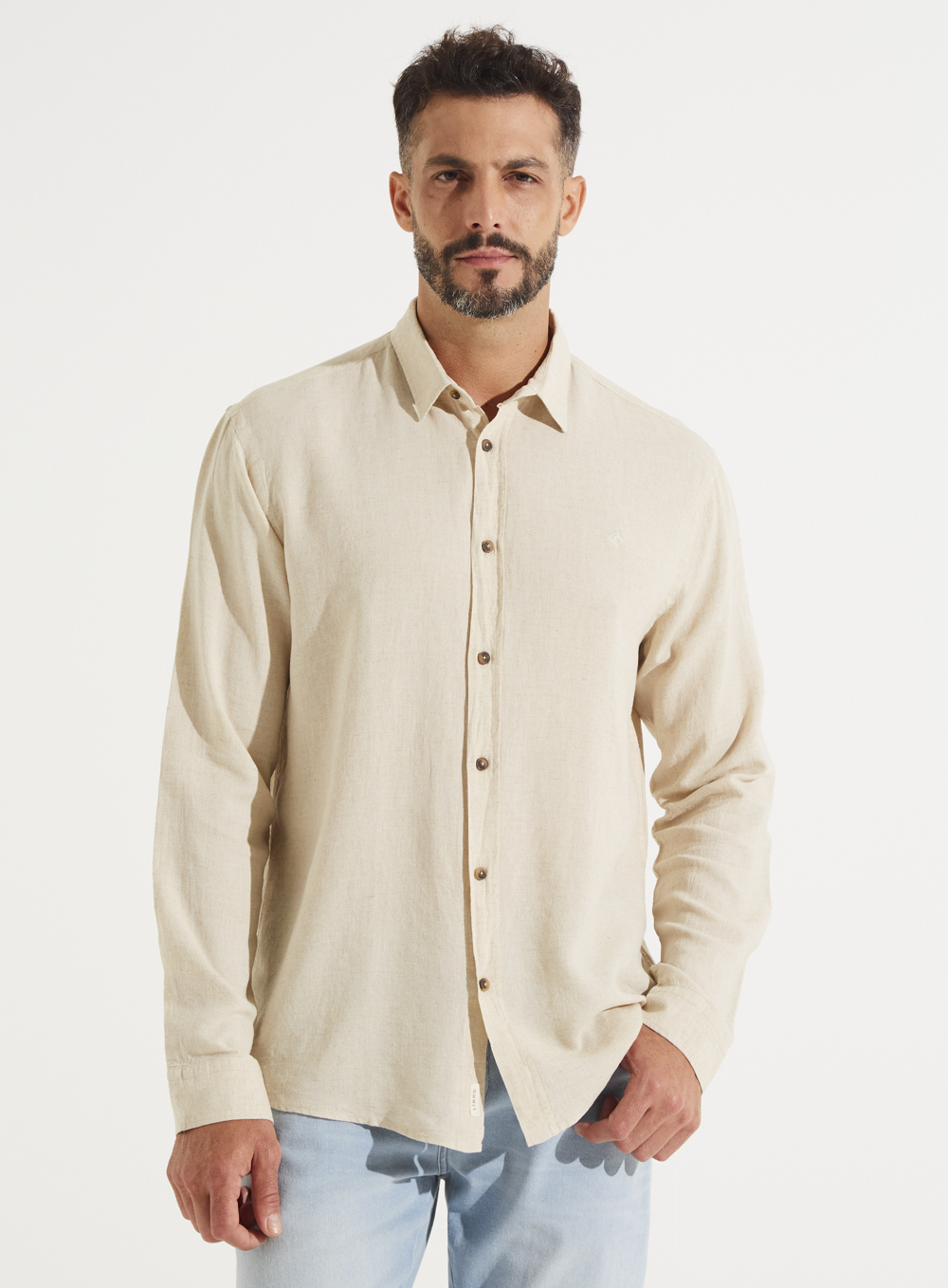 CAMISA LINHO RELAX M BEGE ITALIAN