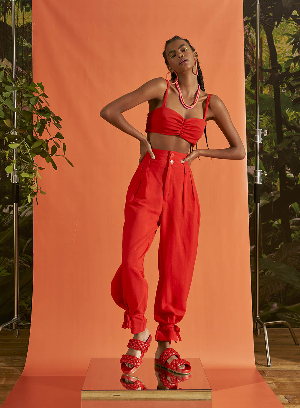 CALÇA LINHO 34 VERMELHO IFE