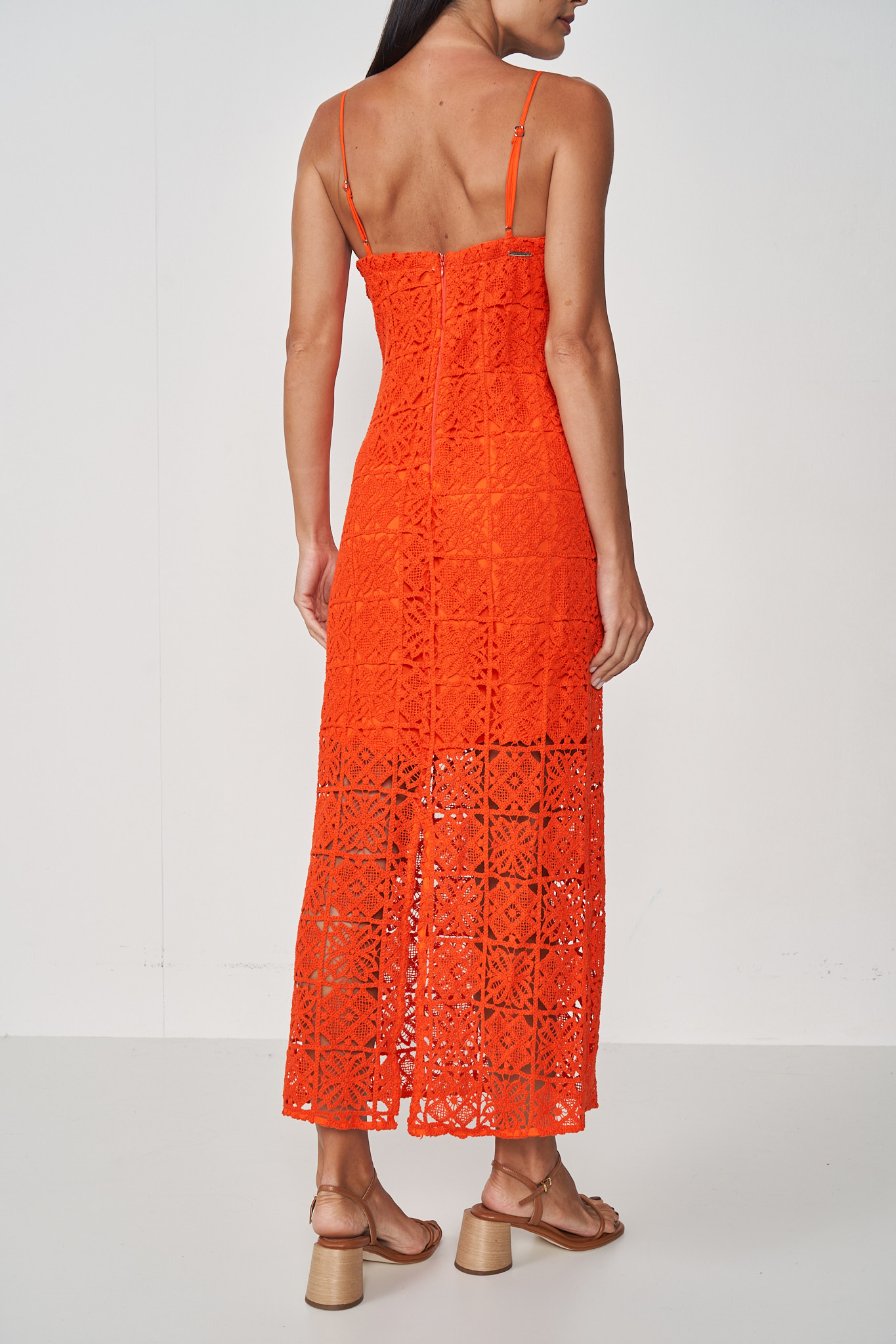 VESTIDO RENDA 36 LARANJA PURPURINA