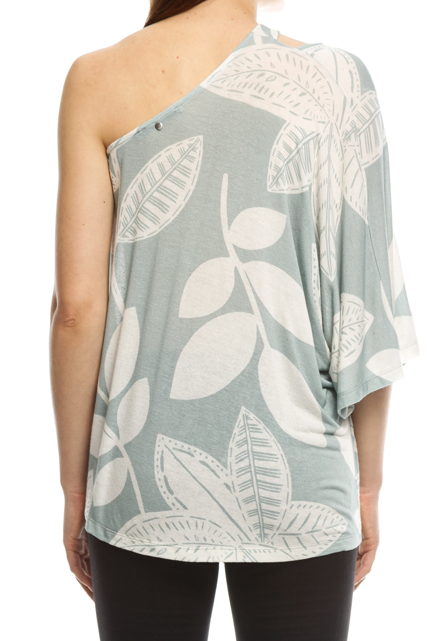 BLUSA ASSIMETRICA LINHO ESTAMPADA GG VELEIRO