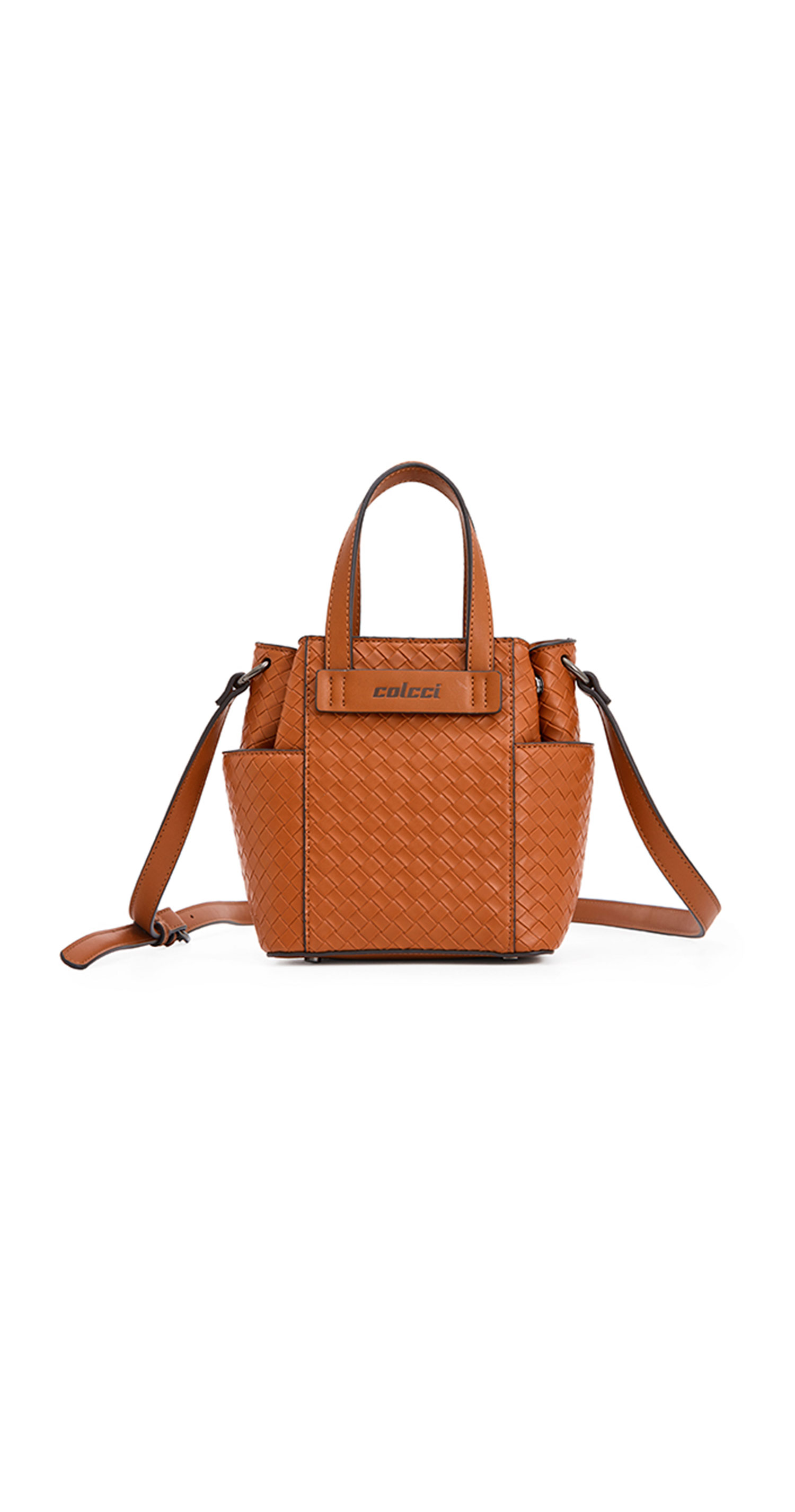 BOLSA COLCCI FEM BUCKET TRESSE U CARAMELO