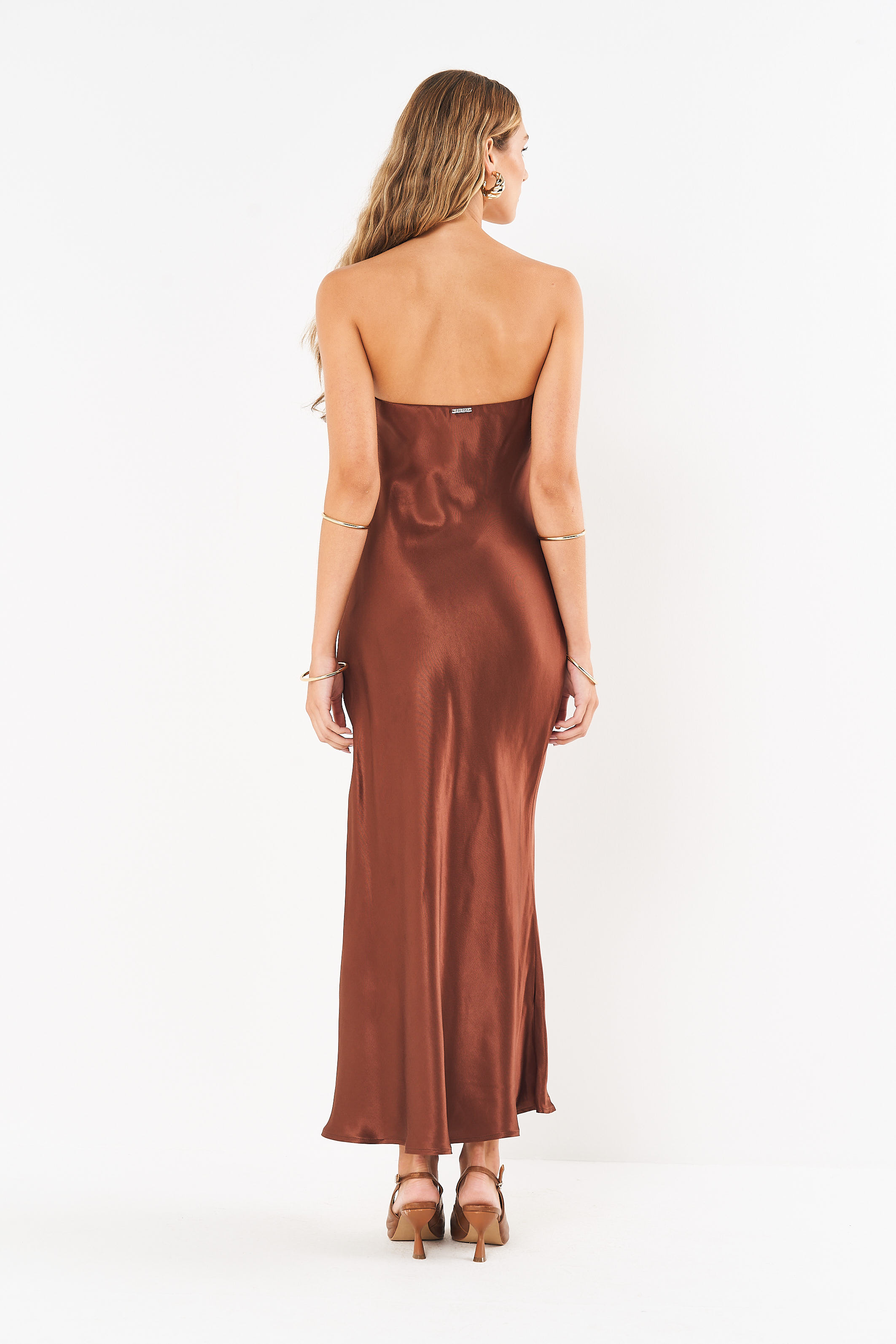 VESTIDO COLCCI G MARROM BEATEN BROWN