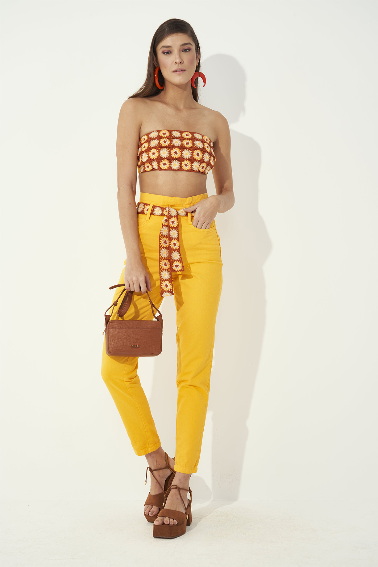 CALÇA SARJA BRUNA 36 AMARELO SOLARIO