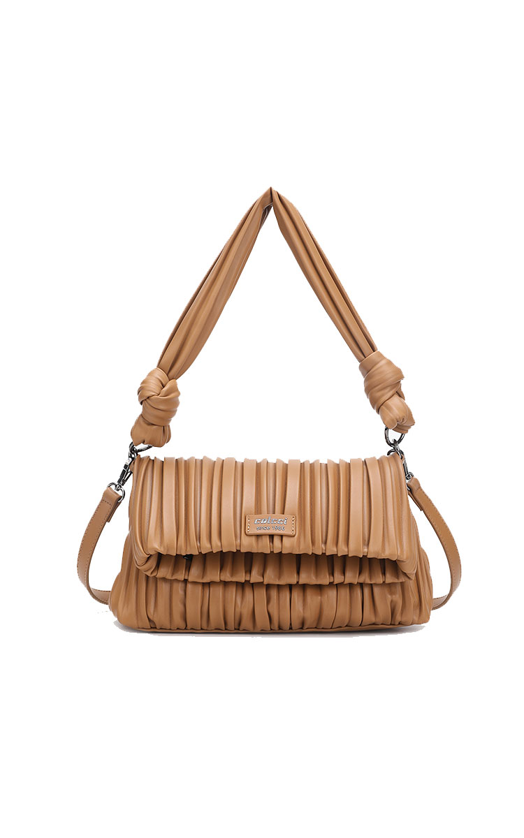 BOLSA COLCCI FEM CROSSBODY PLISSADA U BEGE TAUPE