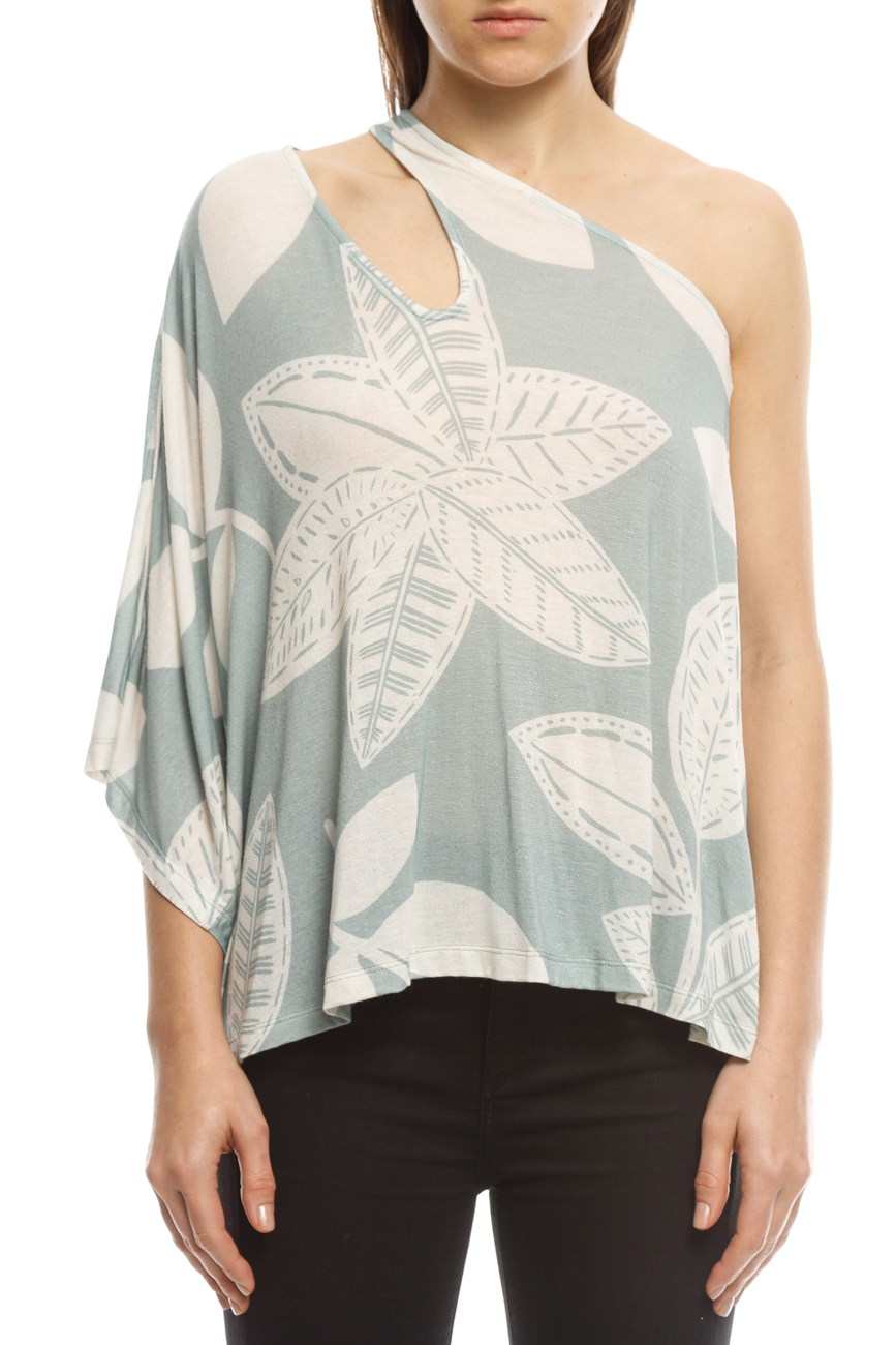 BLUSA ASSIMETRICA LINHO ESTAMPADA GG VELEIRO