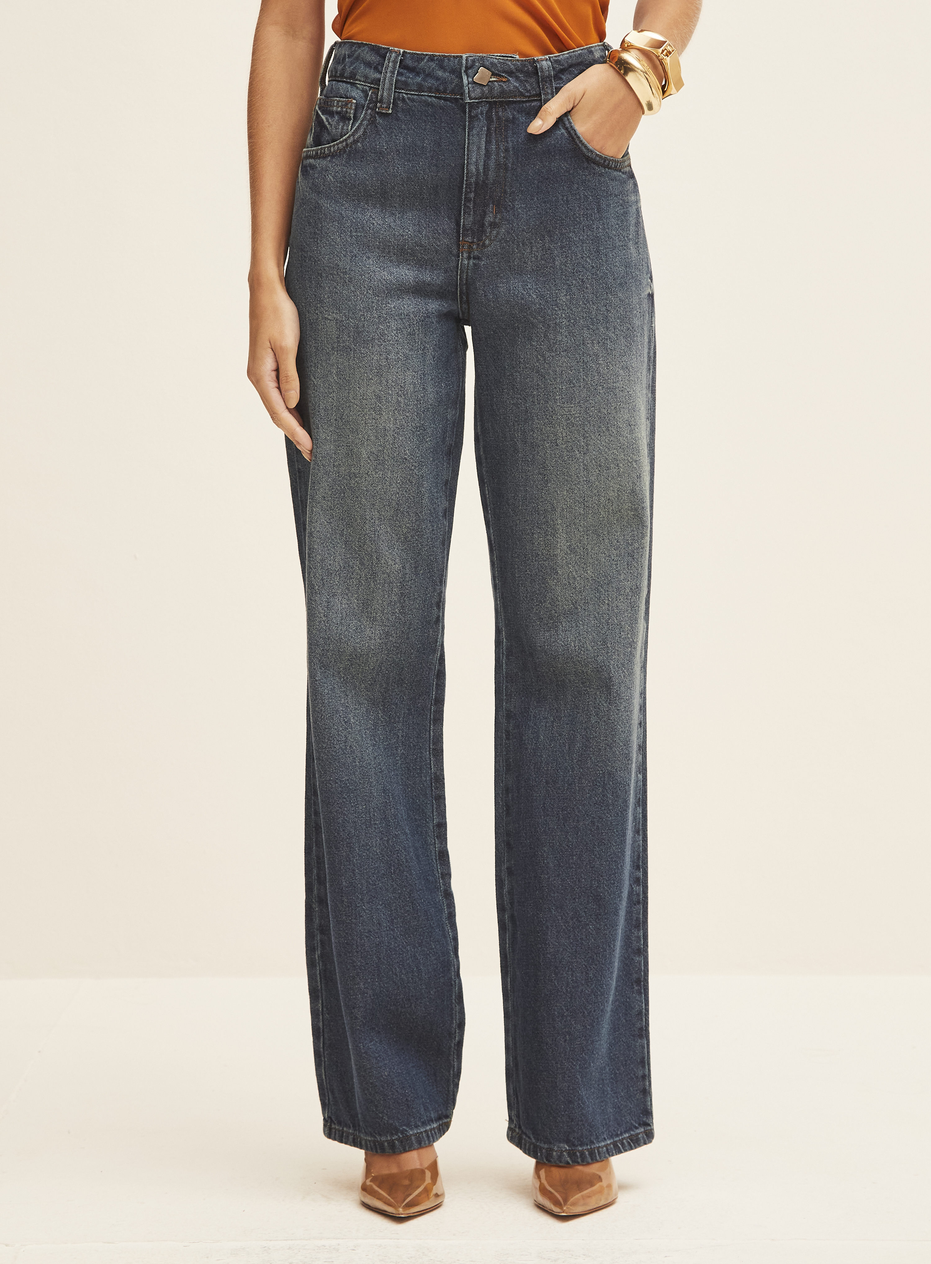 CALÇA JEANS RAQUEL WIDE LEG 40 INDIGO