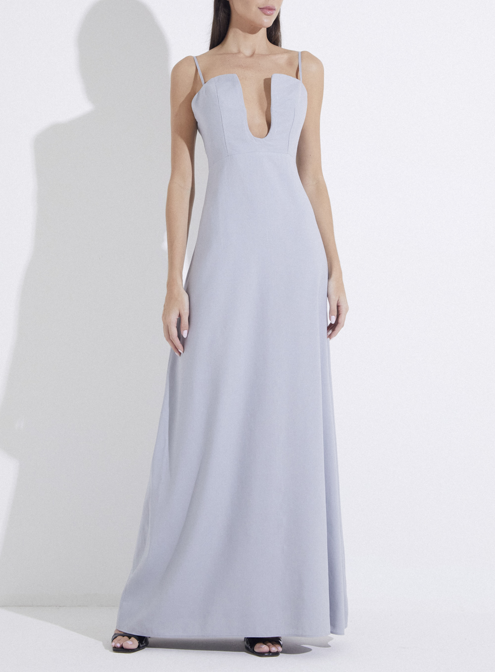VESTIDO LINHO 38 CINZA PEWTER