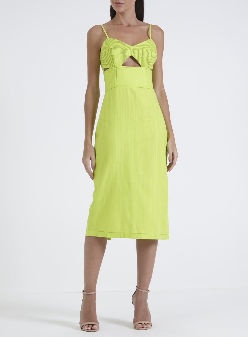VESTIDO LINHO 40 VERDE ESC/CLARO