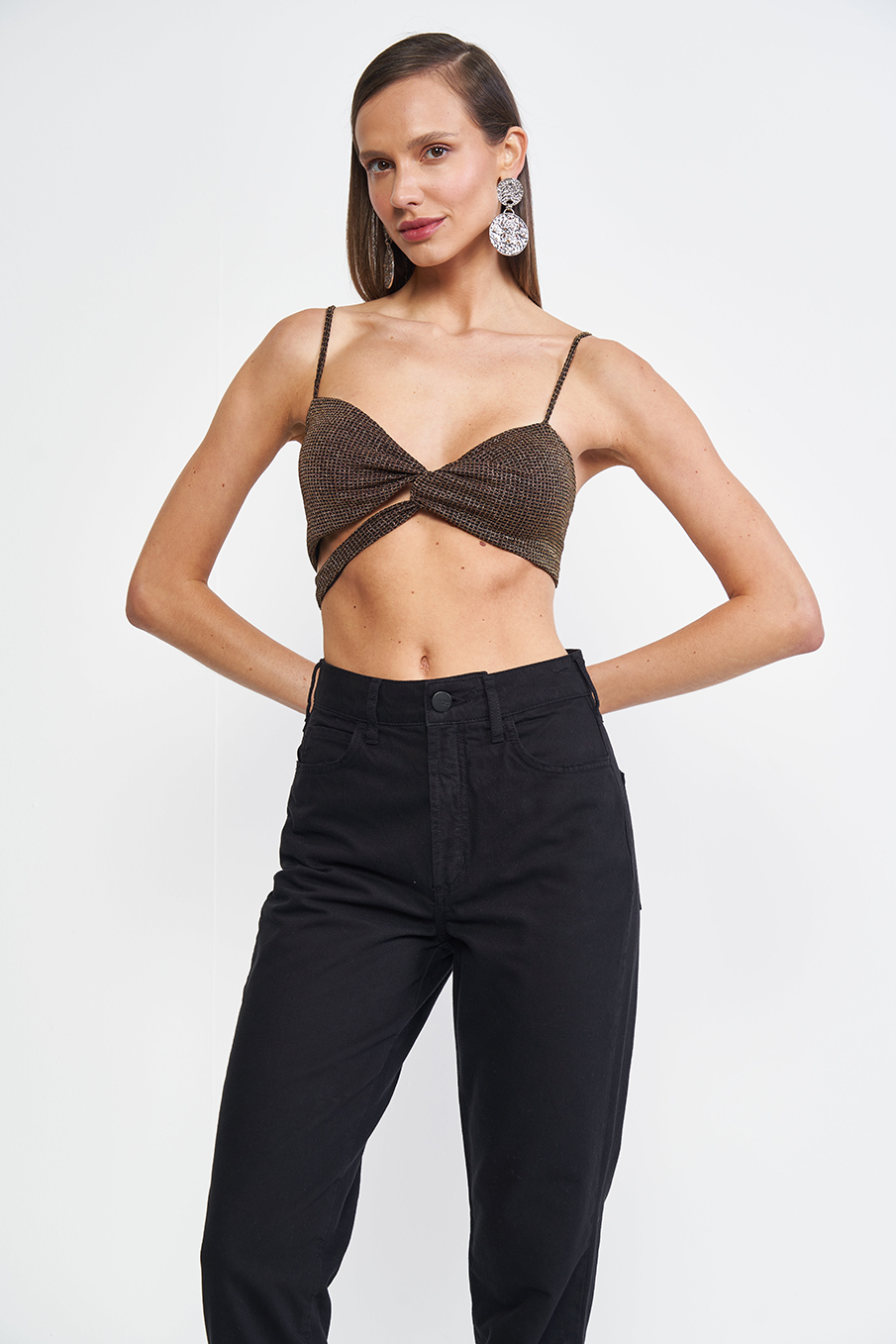 TOP METALIZADO PP PRETO/DOURADO