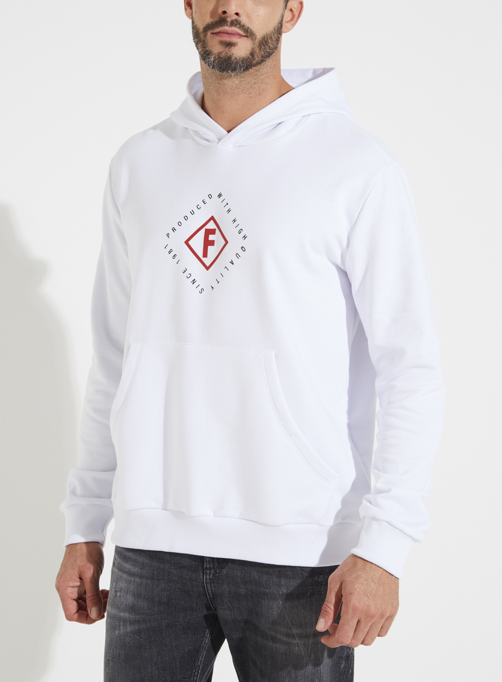 BLUSÃO MOLETOM COM CAPUZ M BRANCO