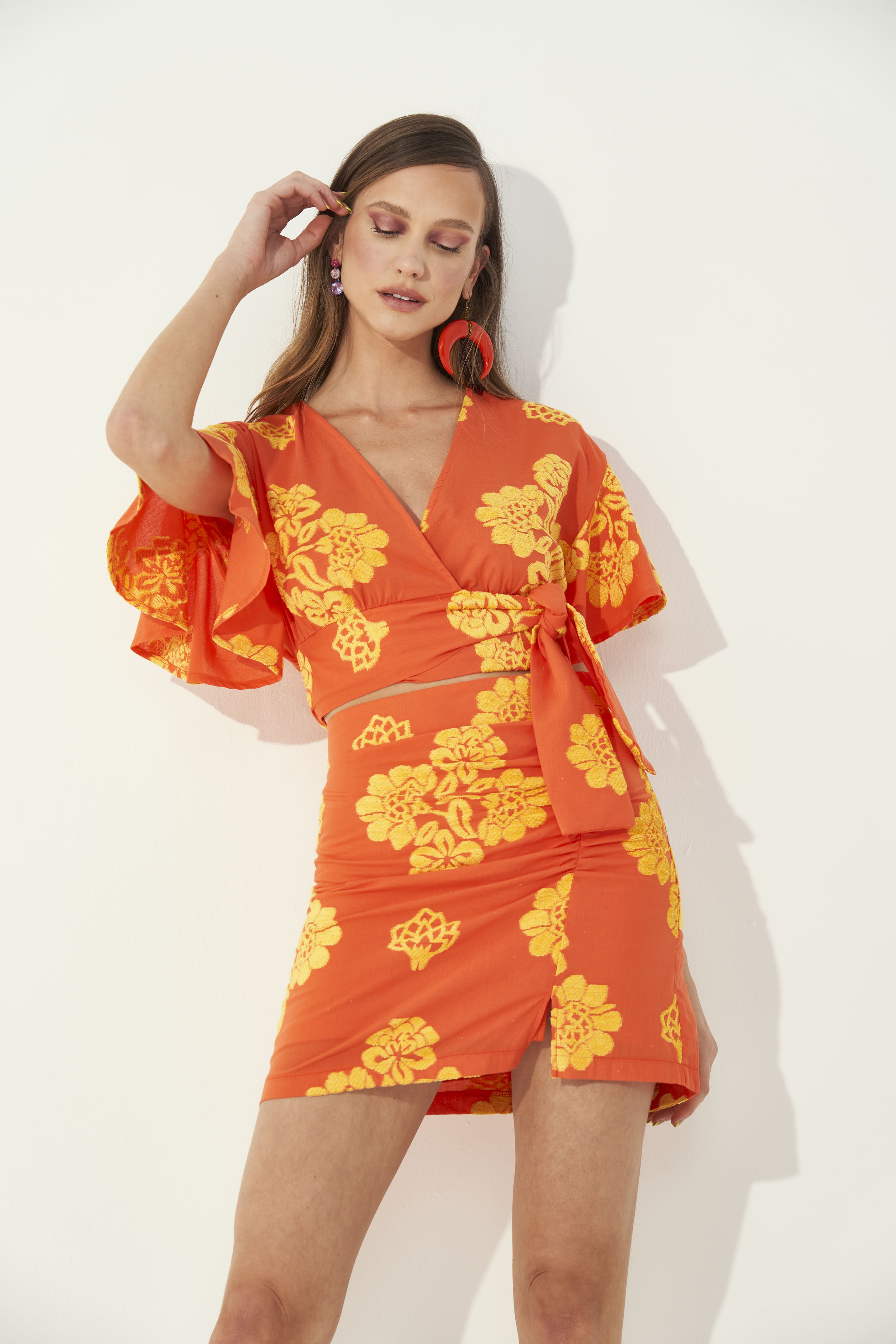 BLUSA JACQUARD P LARANJA/AMARELO