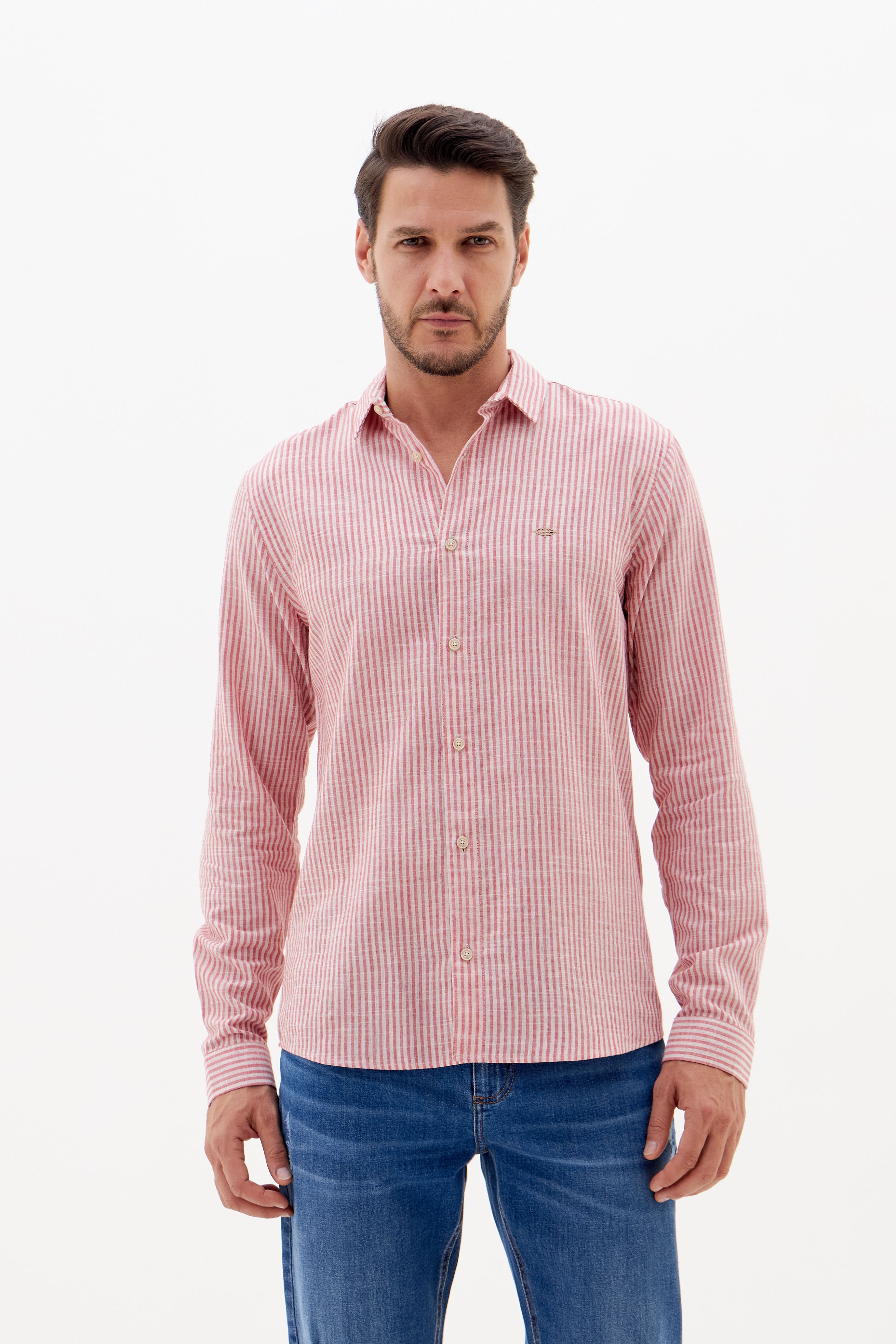 CAMISA LINHO LISTRADA CASUAL M LISTRADO BG/VER