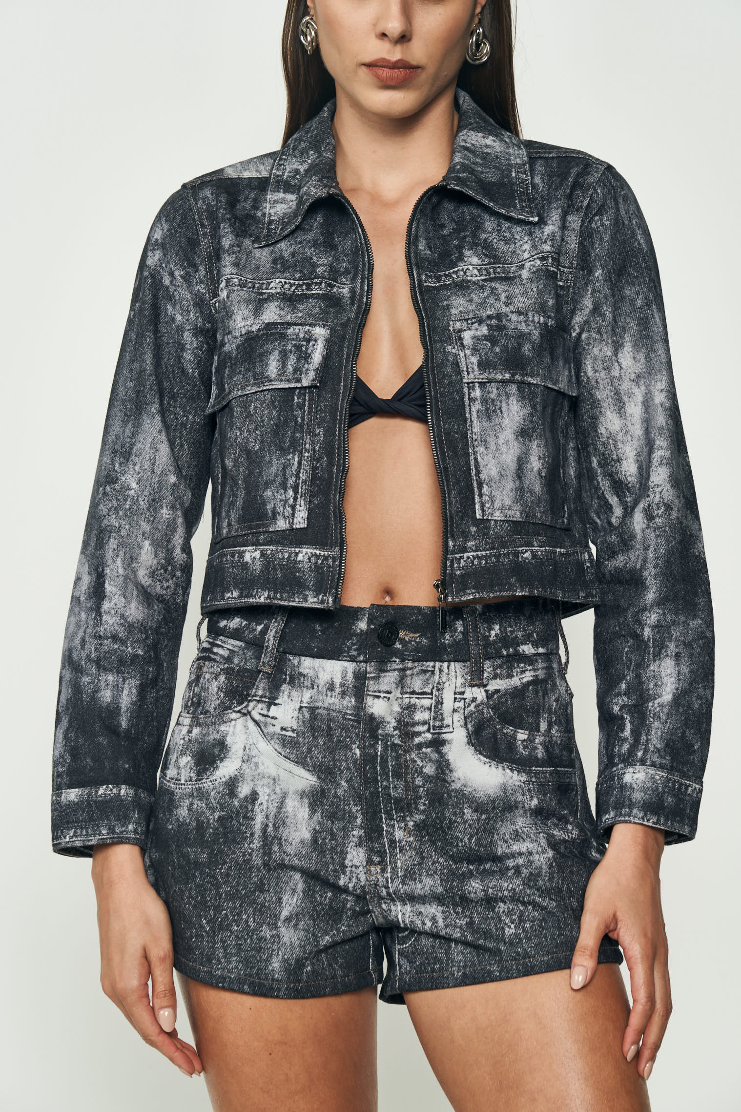 JAQUETA SARJA ESTAMPADA P JEANS BLACK II