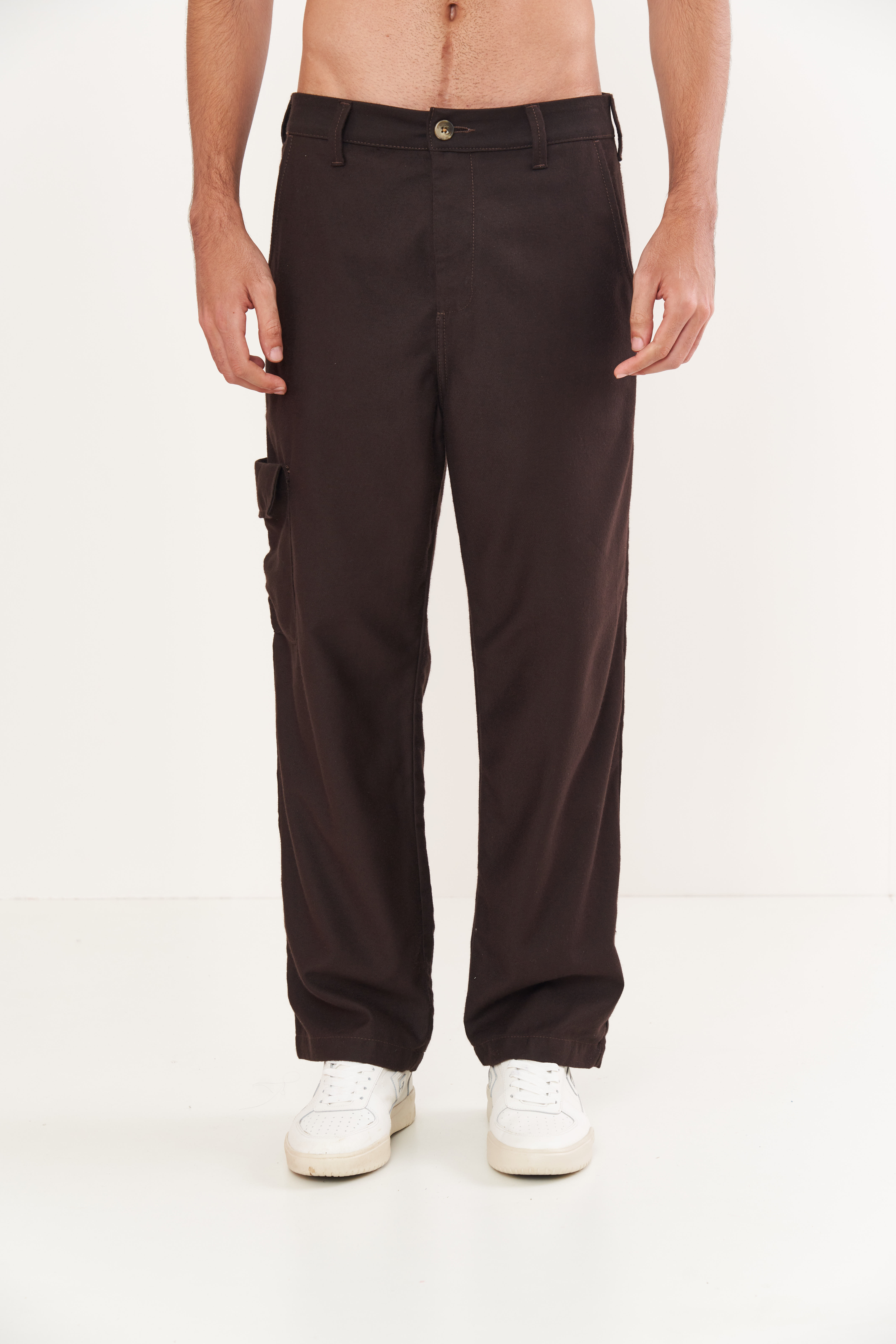 CALÇA SARJA LOOSE FIT 36 MARROM COFFE BEAN