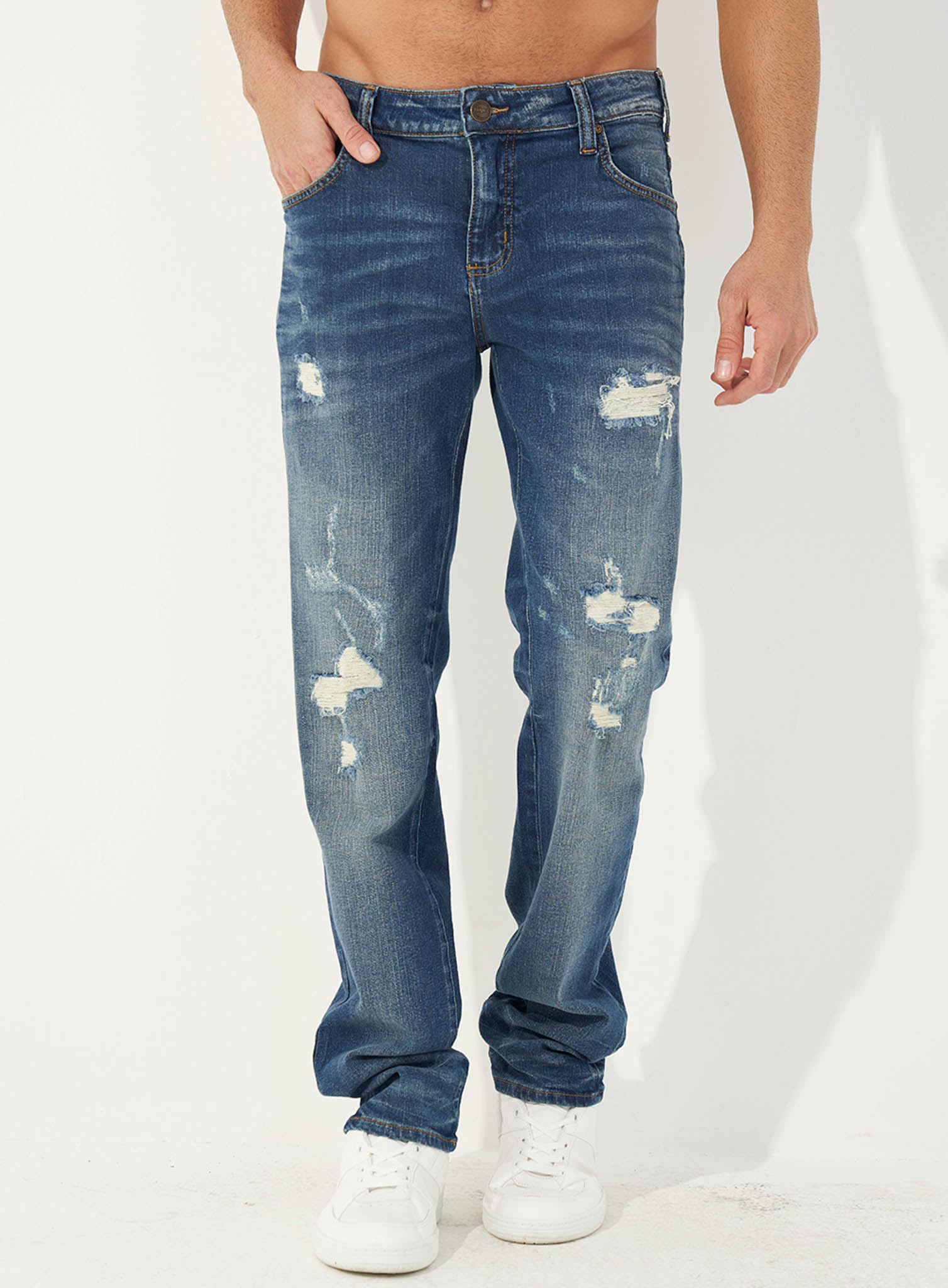 CALÇA JEANS ALEX SLIM 42 INDIGO