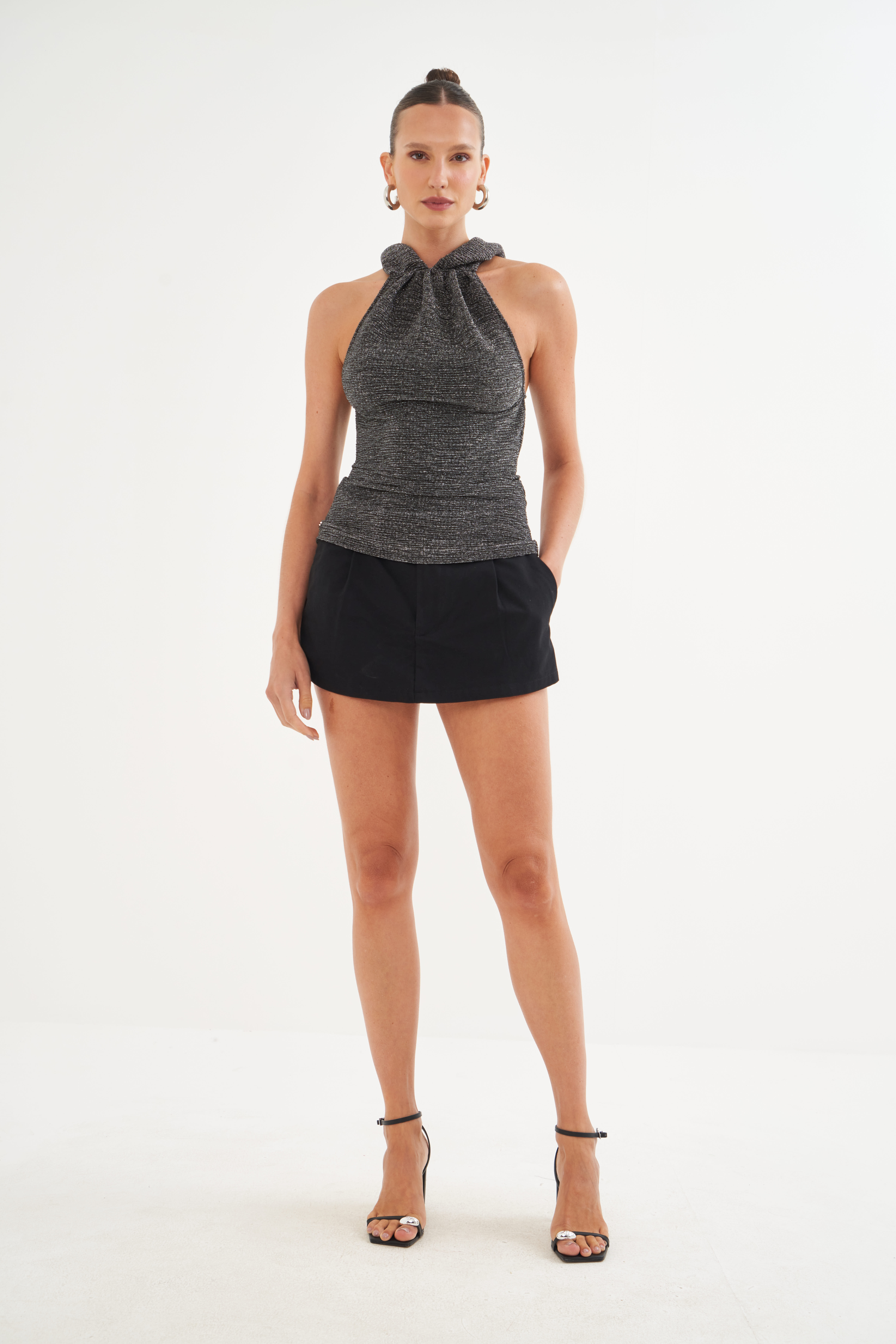 BLUSA METALIZADA G PRETO/PRATA